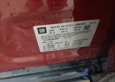 2021 Chevrolet Trax Awd Lt из США, поврежденный, VIN KL7CJPSB2MB320008